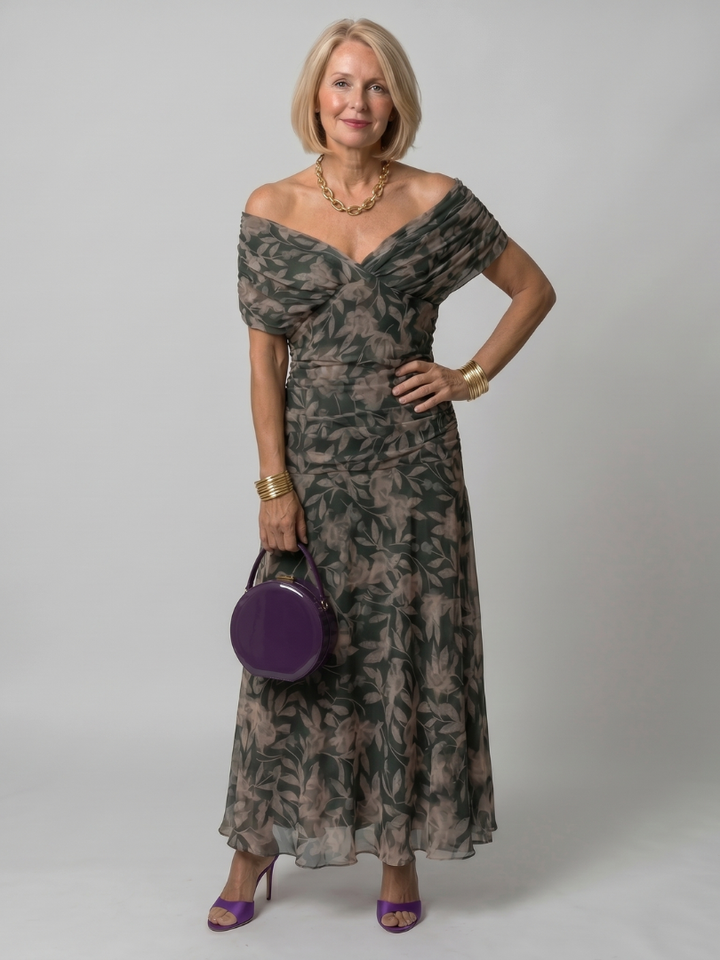 Dina™ Off Shoulder Flow Midi Dress