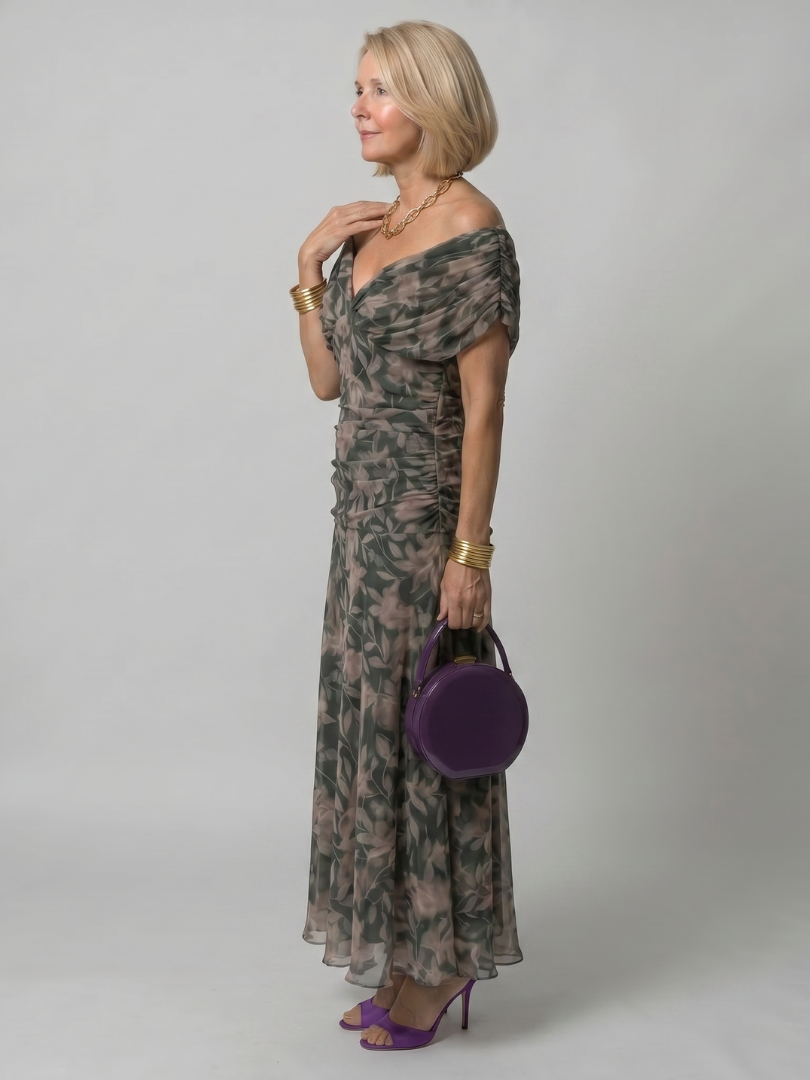 Dina™ Off Shoulder Flow Midi Dress