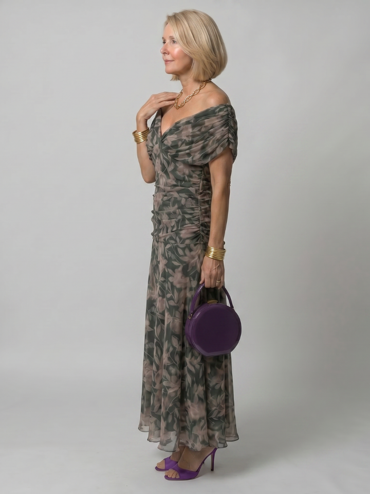 Dina™ Off Shoulder Flow Midi Dress