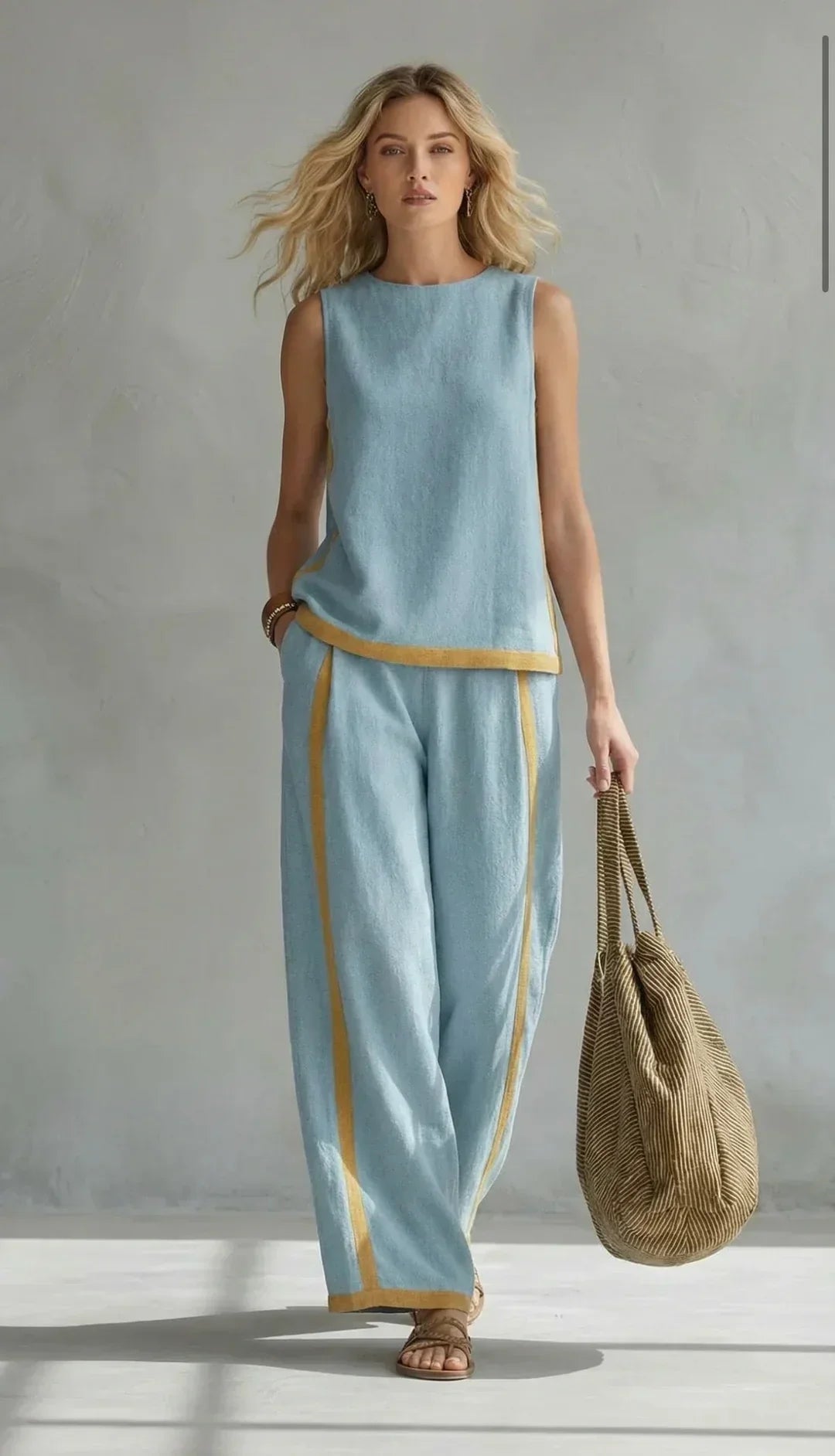 Ursula - Elegant and Casual Set of Waistcoat and Trousers with Two-Tone Finishes