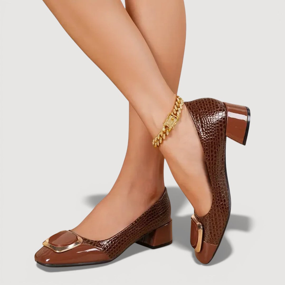 Maddie - Croco Block Heels