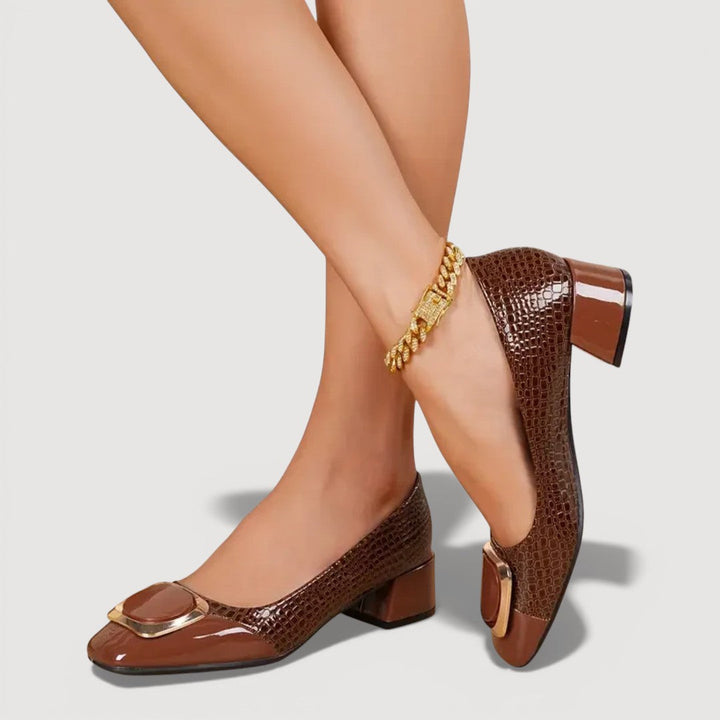 Maddie - Croco Block Heels