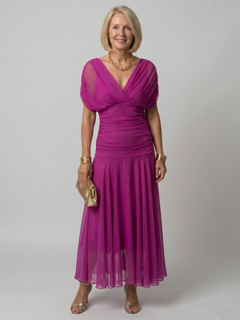 Dina™ Off Shoulder Flow Midi Dress