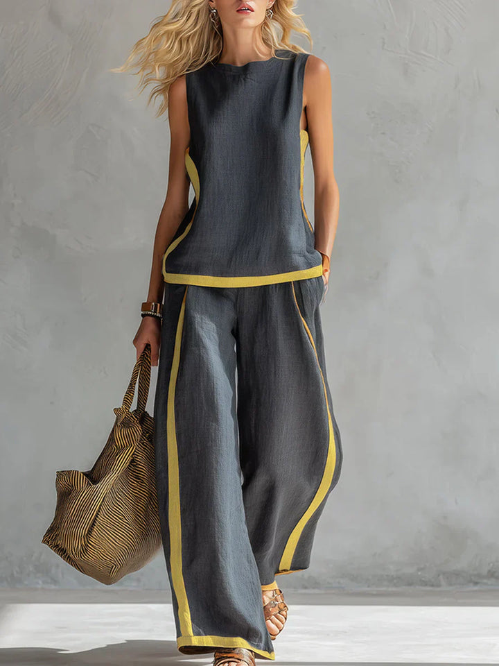 Ursula - Elegant and Casual Set of Waistcoat and Trousers with Two-Tone Finishes