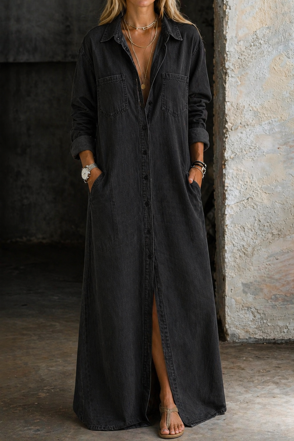 Sheila - Denim Maxi Dress