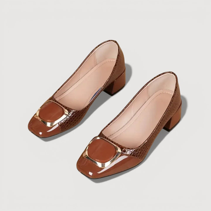 Maddie - Croco Block Heels