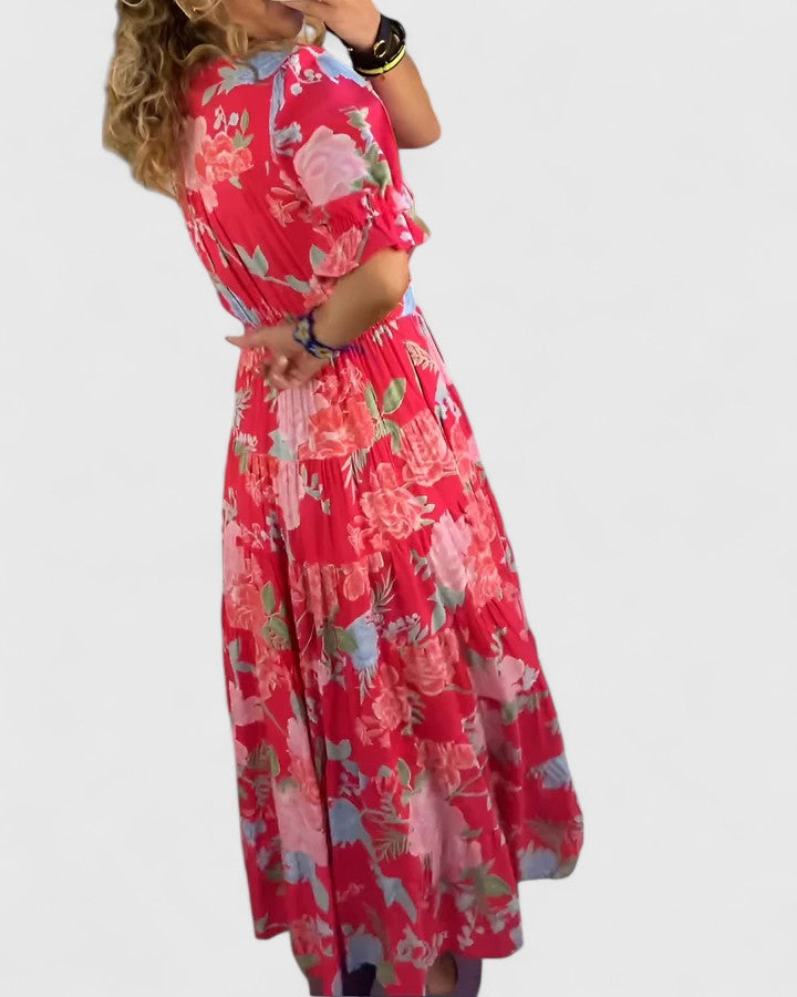 Anna | Elegant Floral V-neck Dress