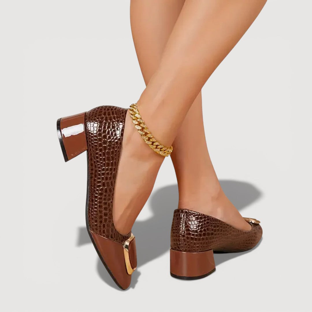 Maddie - Croco Block Heels