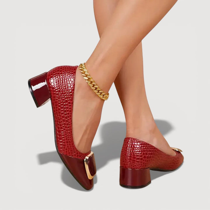 Maddie - Croco Block Heels