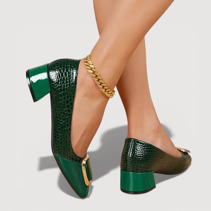 Maddie - Croco Block Heels