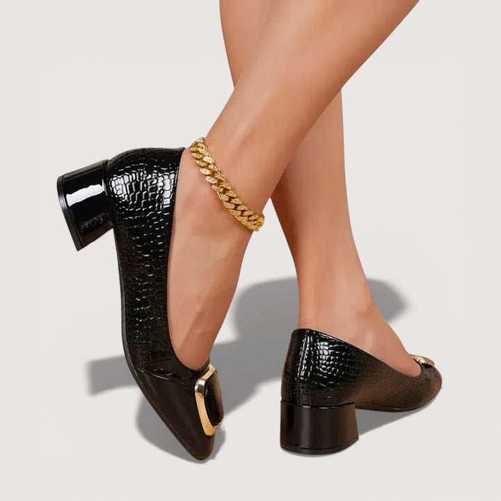 Maddie - Croco Block Heels