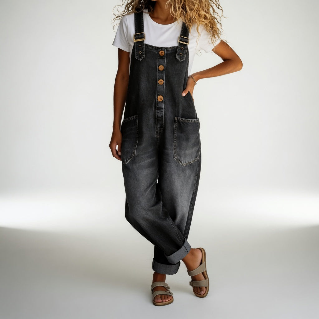 Bertille™ – Denim Dungarees, Bohemian Summer Style