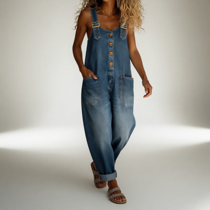 Bertille™ – Denim Dungarees, Bohemian Summer Style