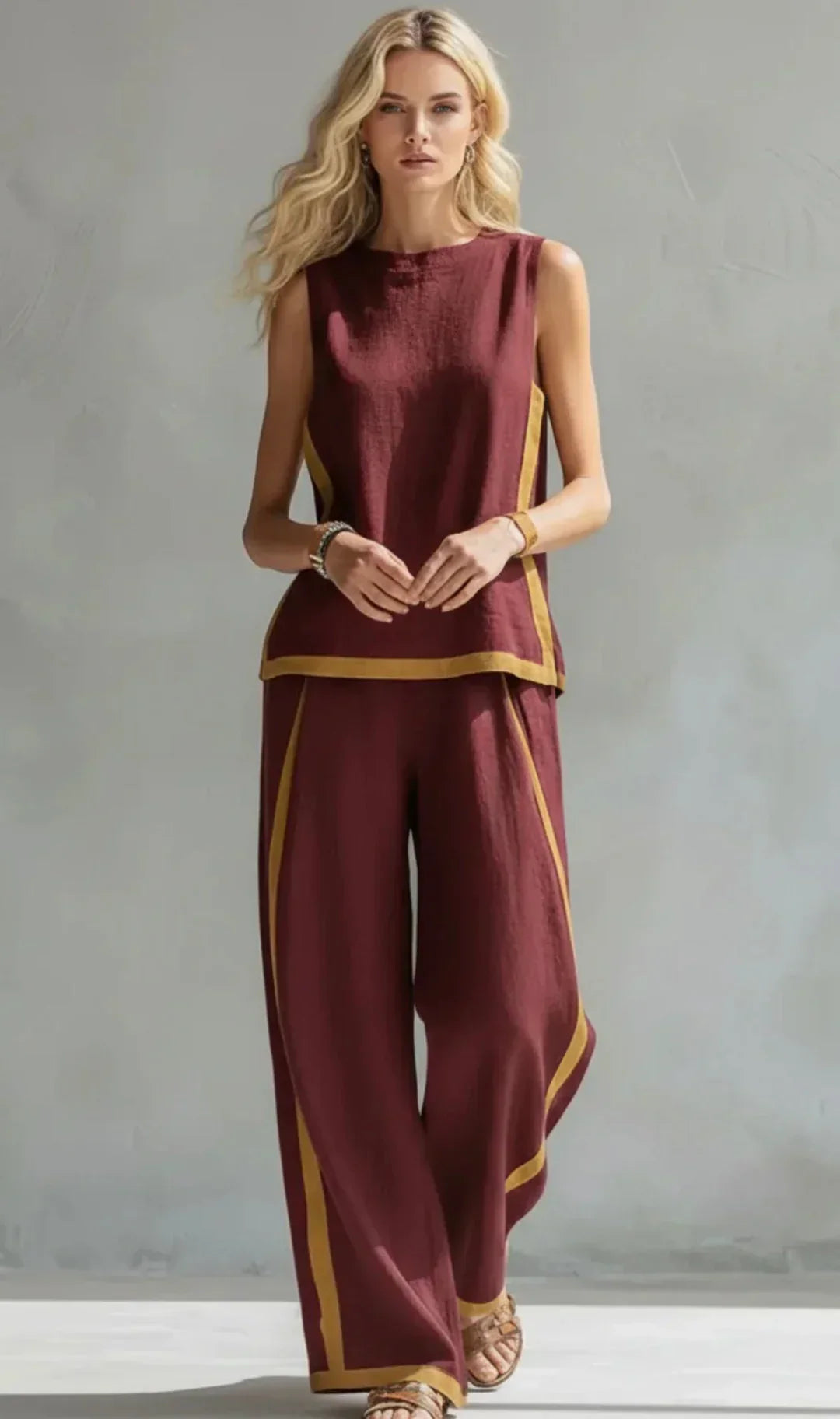 Ursula - Elegant and Casual Set of Waistcoat and Trousers with Two-Tone Finishes