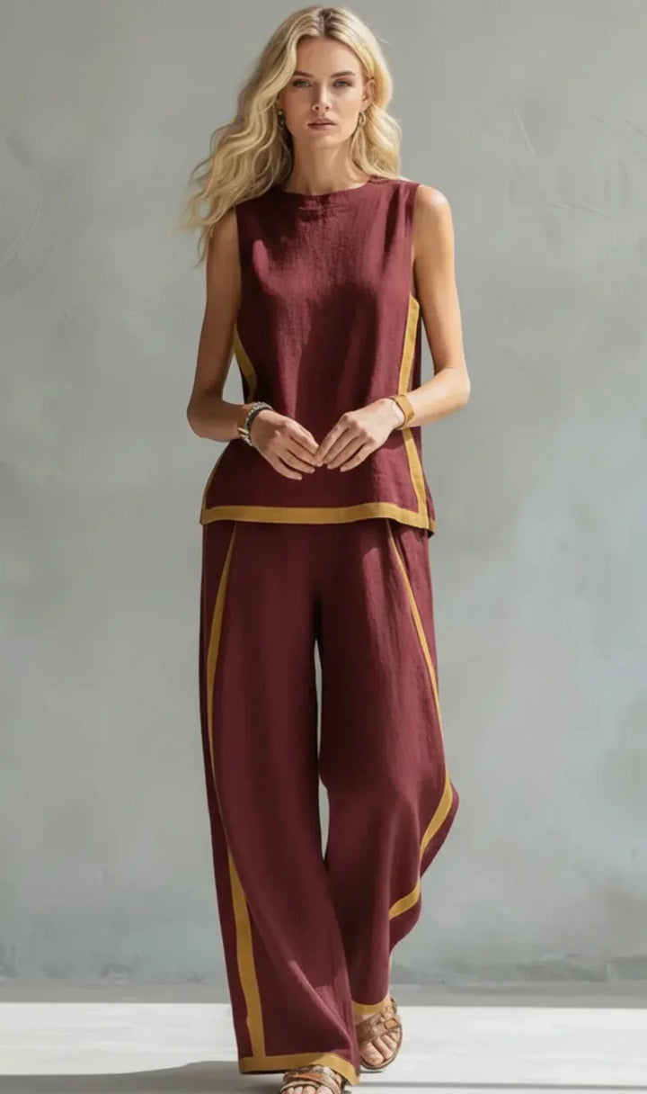 Ursula - Elegant and Casual Set of Waistcoat and Trousers with Two-Tone Finishes