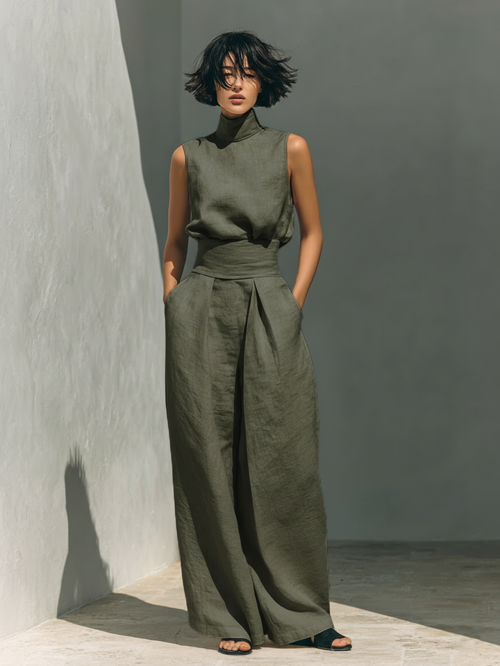 Venancia™ | Minimalist Set Top and Wide Leg Trousers