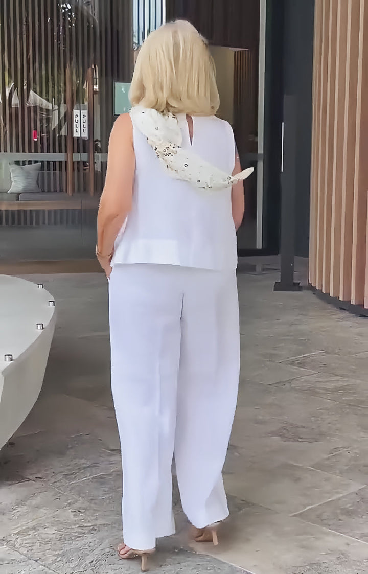 Trinidad™ | White Blouse and Wide Leg Trouser Set