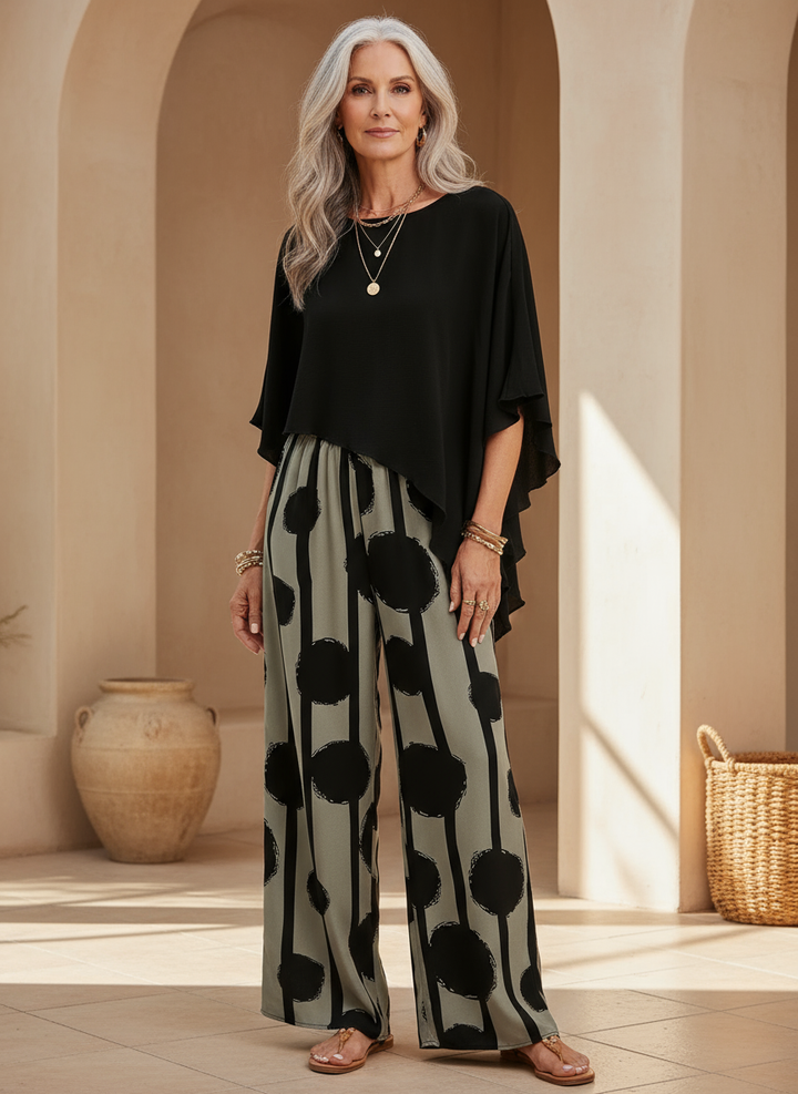 Valeriana™ | Asymmetrical Top and Boho Trousers Set